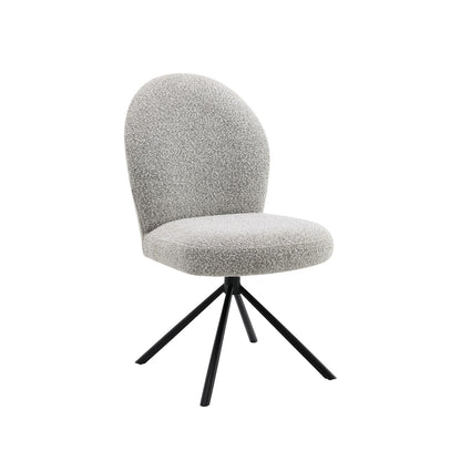 36.60'W Gray Boucle & Black Finish Side Chair w/Swivel (Set-2) - 1st Choice Furniture Direct