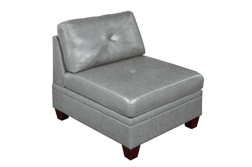1st Choice Genuine Leather Grey Color Tufted 6pc Modular Sectional Sofa Set