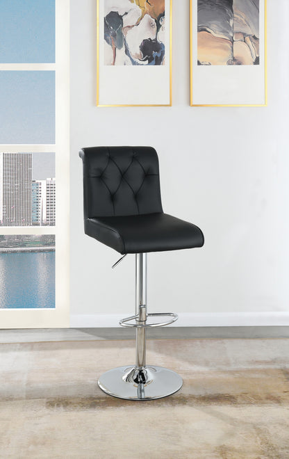 1st Choice Adjustable Barstool Gas lift Chair Black Tufted Chrome Base - Set of 2