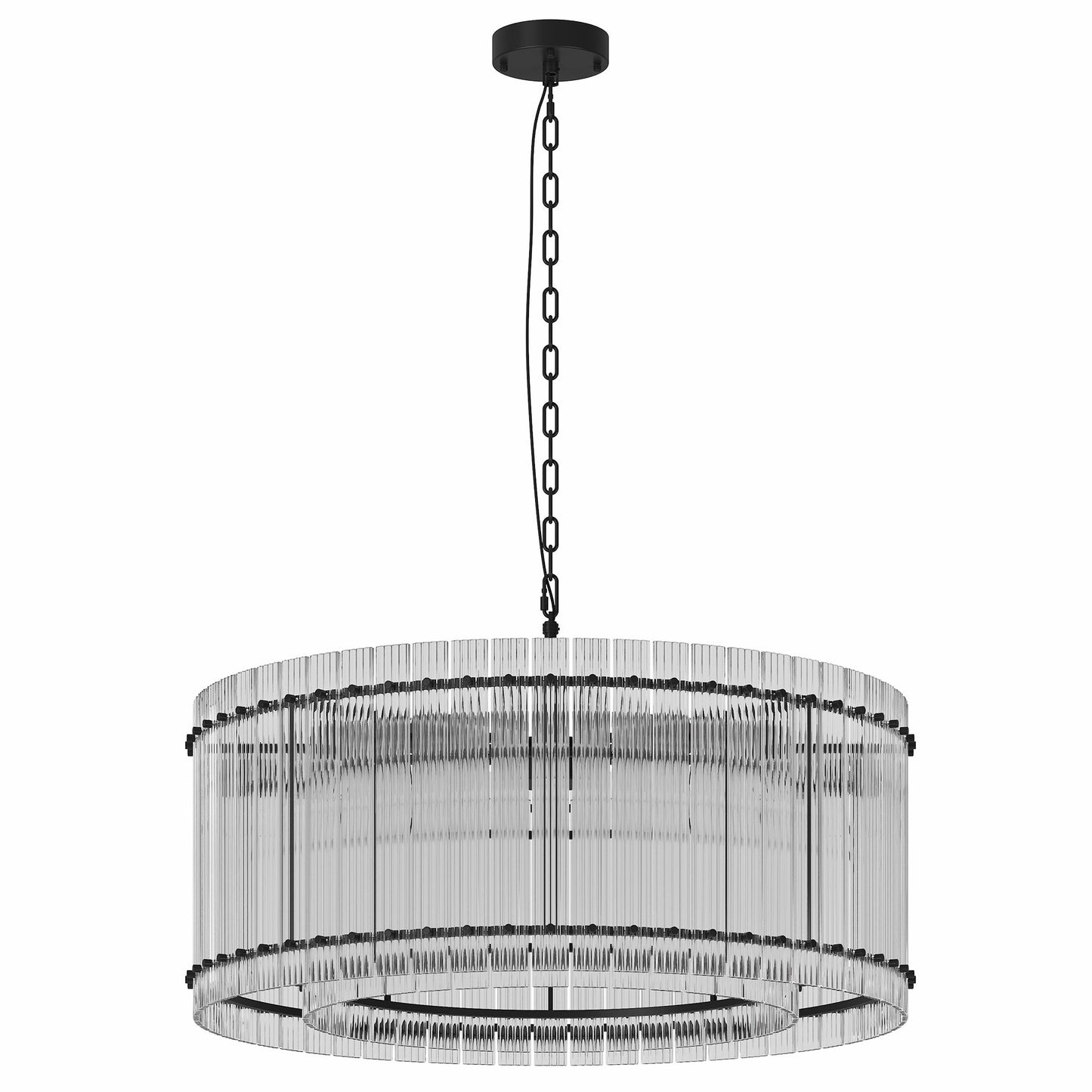 37' Modern Black Round Chandelier,2 - Tier 8 - Light Water Ripple Crystal Glass Chandeliers,for Dining Room,Living Room,Bedroom,High Ceiling,Foyer Entryway,Luxury Chandelier - 1st Choice Furniture Direct