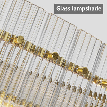 37' Modern Gold Round Chandelier,2 - Tier 8 - Light Water Ripple Crystal Glass Chandeliers,for Dining Room,Living Room,Bedroom,High Ceiling,Foyer Entryway,Luxury Chandelier - 1st Choice Furniture Direct