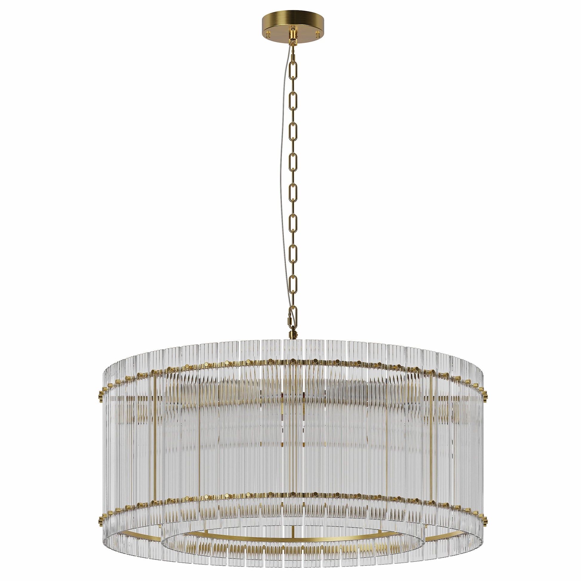 37' Modern Gold Round Chandelier,2 - Tier 8 - Light Water Ripple Crystal Glass Chandeliers,for Dining Room,Living Room,Bedroom,High Ceiling,Foyer Entryway,Luxury Chandelier - 1st Choice Furniture Direct