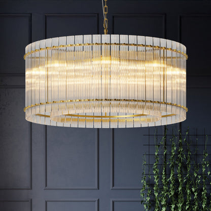 37' Modern Gold Round Chandelier,2 - Tier 8 - Light Water Ripple Crystal Glass Chandeliers,for Dining Room,Living Room,Bedroom,High Ceiling,Foyer Entryway,Luxury Chandelier - 1st Choice Furniture Direct
