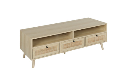 1st Choice Rattan TV Stand Console with Solid Wood Feet in Natural