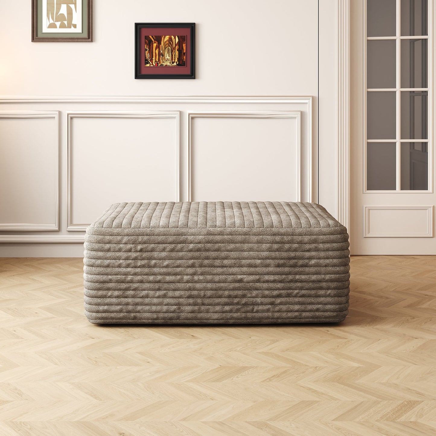 37.40'Sofa ottoman ,No Assembly Required,Camel(Plush Corduroy Fabric) - 1st Choice Furniture Direct