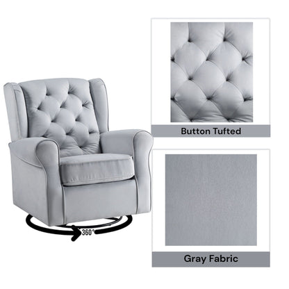 37.40'W Gray Fabric Swivel Chair W/Glider - 1st Choice Furniture Direct
