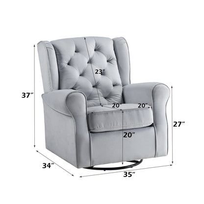 37.40'W Gray Fabric Swivel Chair W/Glider - 1st Choice Furniture Direct