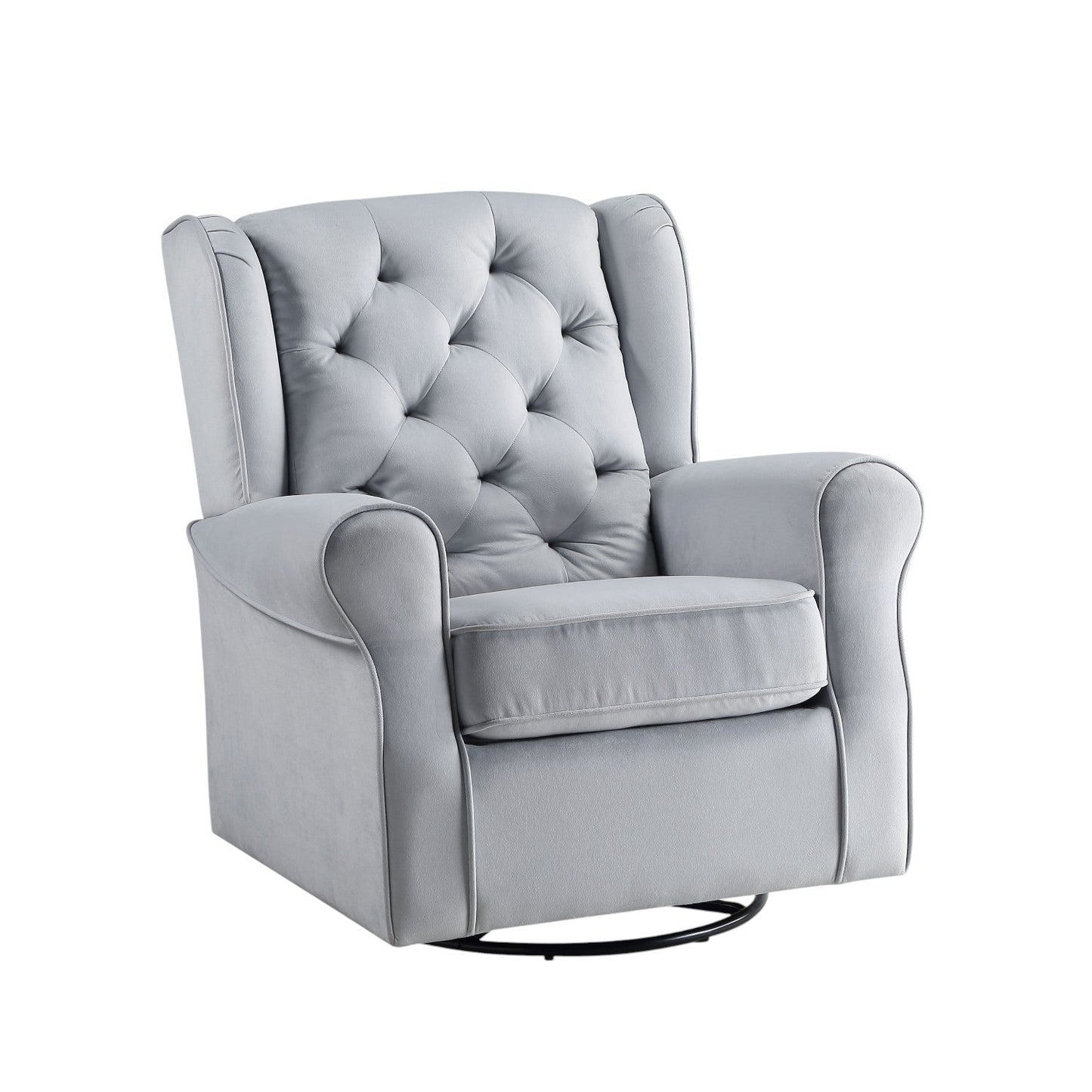 37.40'W Gray Fabric Swivel Chair W/Glider - 1st Choice Furniture Direct