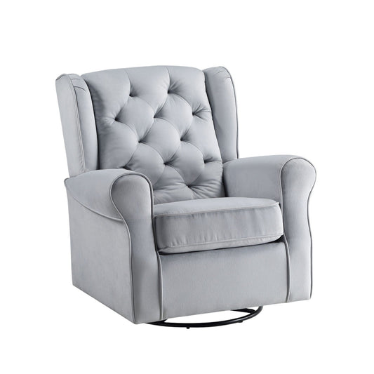 37.40'W Gray Fabric Swivel Chair W/Glider - 1st Choice Furniture Direct