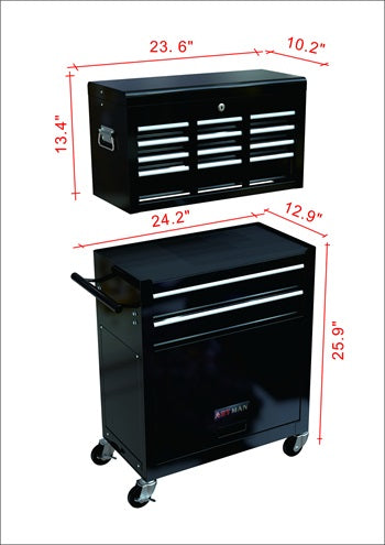 1st Choice High Capacity Rolling Tool Chest with Wheels and Drawers in Black