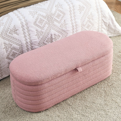 1st Choice Modern Storage Ottoman Bench Upholstered Fabric in Pink