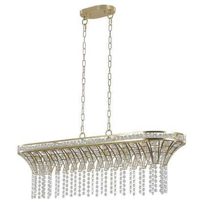 39' Modern Crystal Linear Rectangle Chandelier with Gold Finish, Elegant Pendant Light with Cascading Beads, for Dining Room, Living Room, or Foyer (Bulb Not Included) - 1st Choice Furniture Direct