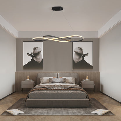 39' Modern LED Pendant Light, Infinity Design Hanging Ceiling Fixture, Adjustable Height, Dimmable for Living Room, Dining Room, Bedroom, Black Finish - 1st Choice Furniture Direct
