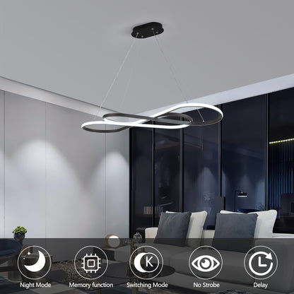 39' Modern LED Pendant Light, Infinity Design Hanging Ceiling Fixture, Adjustable Height, Dimmable for Living Room, Dining Room, Bedroom, Black Finish - 1st Choice Furniture Direct