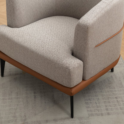 1st Choice Modern Two-tone Upholstered Round Armchair in Burnt Orange