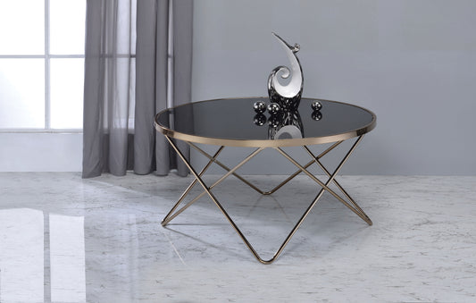 Valora  Black Glass & Champagne Finish Coffee Table