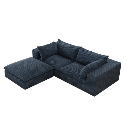 39.8' Cloud Sofa,Corduroy Fabric,Deep Seat Couches,Double - layer design,Removable Cushion,No Assembly, DIY Combination for Living room, Bedroom,Conference room ,Apartment,Blue - 1st Choice Furniture Direct