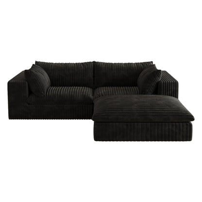 39.8' Cloud Sofa,Corduroy Fabric,Deep Seat Couches,Double - layer design,Removable Cushion,No Assembly, DIY Combination for Living room, Bedroom,Conference room ,Apartment,Black - 1st Choice Furniture Direct