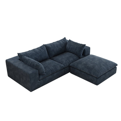 39.8' Cloud Sofa,Corduroy Fabric,Deep Seat Couches,Double - layer design,Removable Cushion,No Assembly, DIY Combination for Living room, Bedroom,Conference room ,Apartment,Blue - 1st Choice Furniture Direct