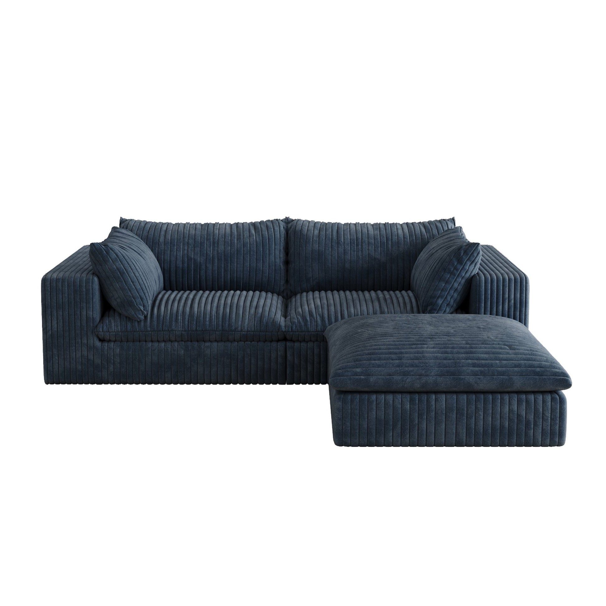 39.8' Cloud Sofa,Corduroy Fabric,Deep Seat Couches,Double - layer design,Removable Cushion,No Assembly, DIY Combination for Living room, Bedroom,Conference room ,Apartment,Blue - 1st Choice Furniture Direct