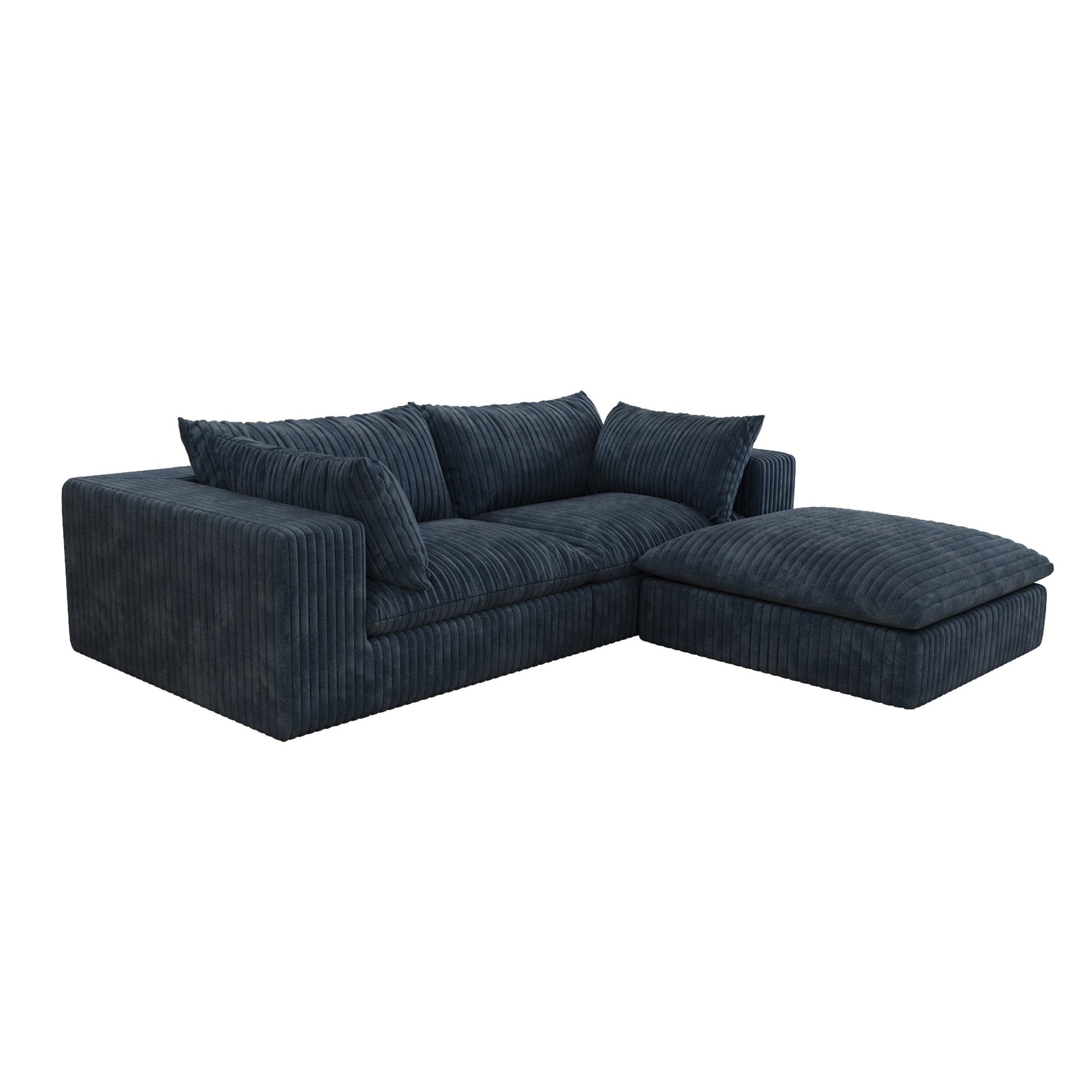 39.8' Cloud Sofa,Corduroy Fabric,Deep Seat Couches,Double - layer design,Removable Cushion,No Assembly, DIY Combination for Living room, Bedroom,Conference room ,Apartment,Blue - 1st Choice Furniture Direct