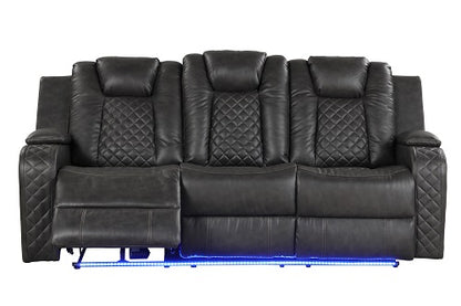 Benz LED & Power Recliner 2 PC Made With Faux Leather in Black