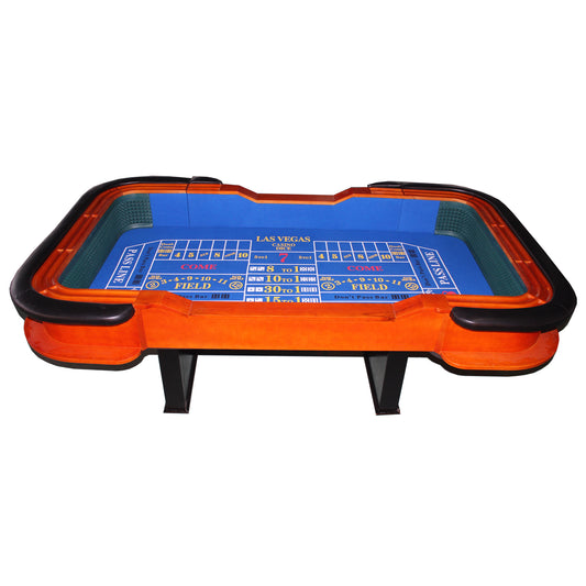 93' Deluxe Casino Dice Game Craps Table with Felt Diamond Pyramid Bumper Rubber Design, Blue