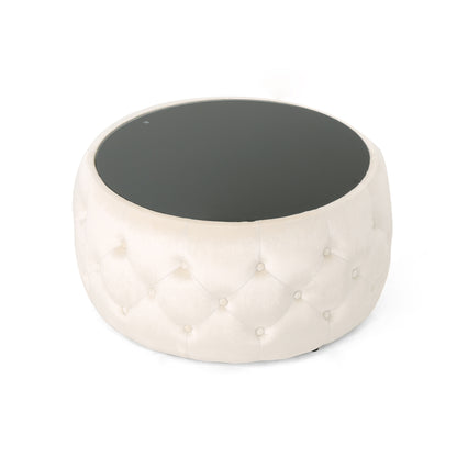 1st Choice Contemporary Beige Durable Velvet Living Room Ottoman