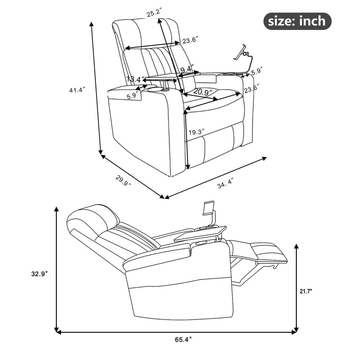 1st Choice 270° Power Swivel Home Recliner Seating With Hidden Arm Storage