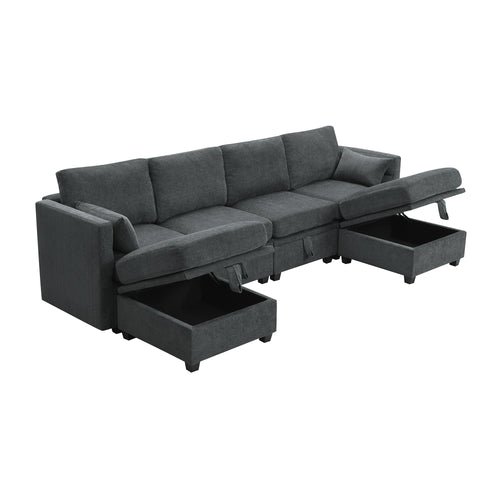1st Choice Chenille Modular Sectional Sofa U Shaped Couch in Grey