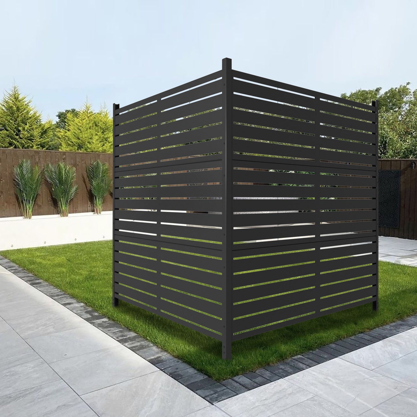 47 x 47 inch Outdoor Privacy Screen Fence Panels –  All-Weather No-Dig Fence Kit for Air Conditioner, Trash Can, Pool Equipment Enclosure – Easy Installation & Multi-Purpose Security