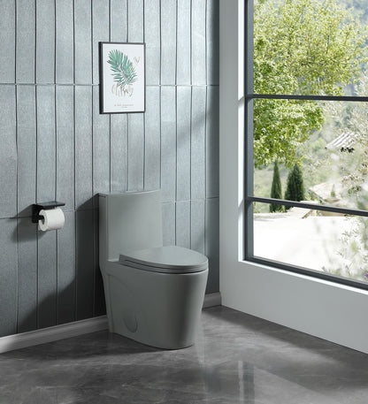 1st Choice 15 5/8 Inch 1.1/1.6 GPF Dual Flush 1-Piece Elongated Toilet in Light Grey