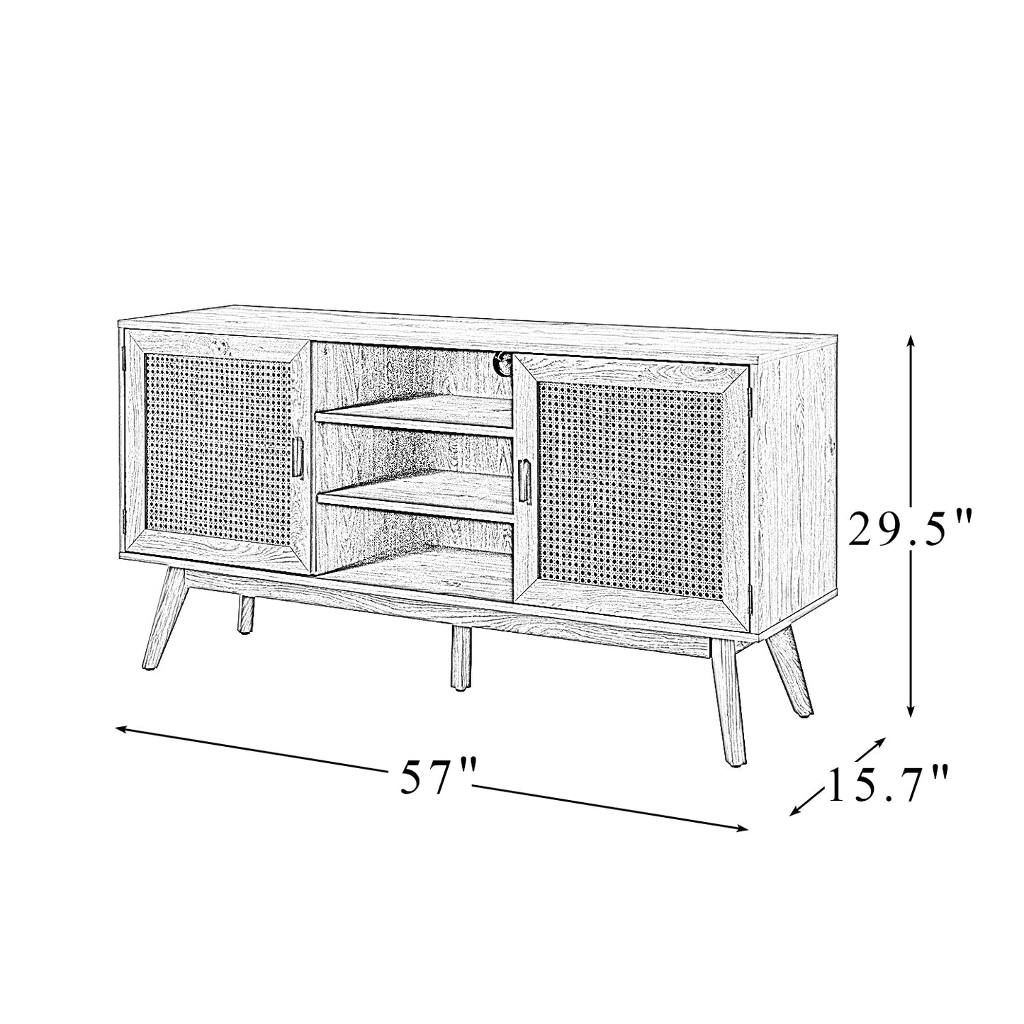 1st Choice Modern Solid Wood TV Stand for TVs up to 65" with Two Doors