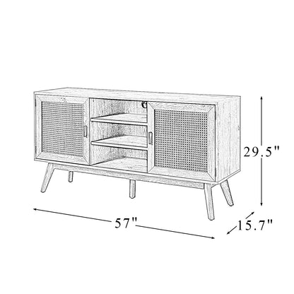 1st Choice Modern Solid Wood TV Stand for TVs up to 65" with Two Doors