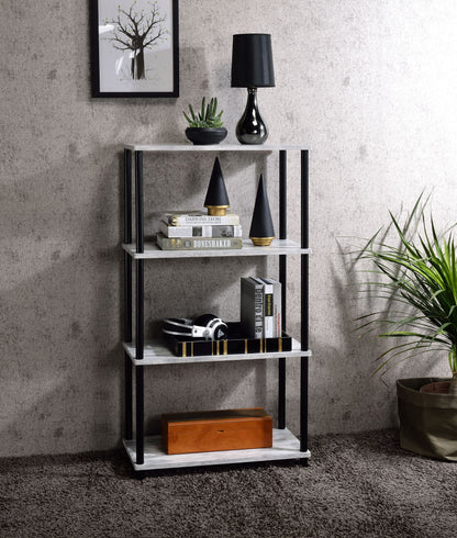 Industrial 4 Shelf Bookcase | Antique White Metal Bookshelf