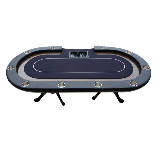 INO Design 96' Poker Table for Casino Texas Holdem Game with Premium Aura Speed Cloth Wooden Texture Racetrack Chips Tray Cup Holders Black