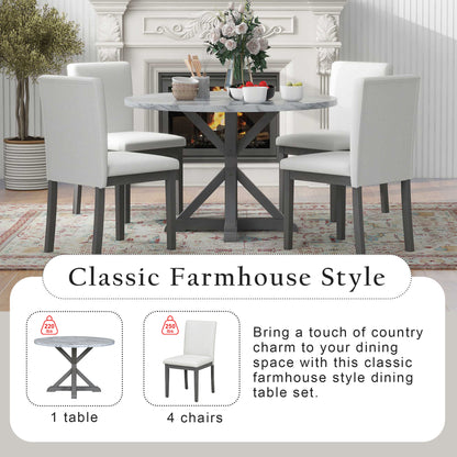 1st Choice 5-Piece Style Dining Table Set with 4 Upholstered Chairs