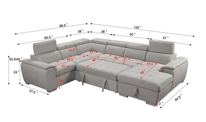 1st Choice Modern 7-seat Sectional Sofa Couch with Adjustable Headrest