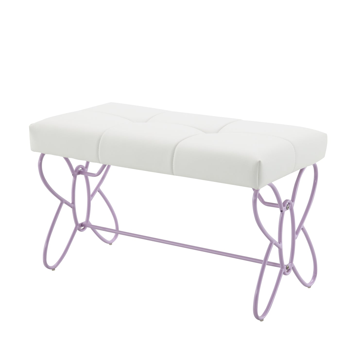 Priya II White & Light Synthetic Leather Purple Finish Bench
