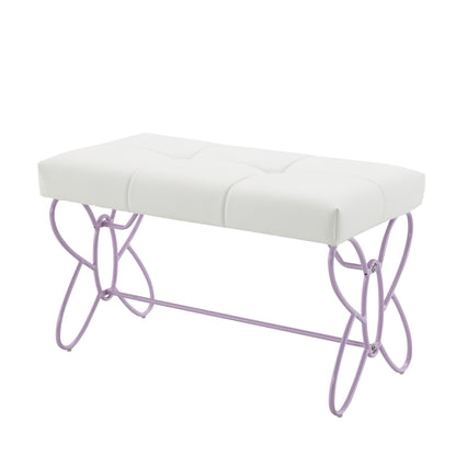 Priya II White & Light Synthetic Leather Purple Finish Bench
