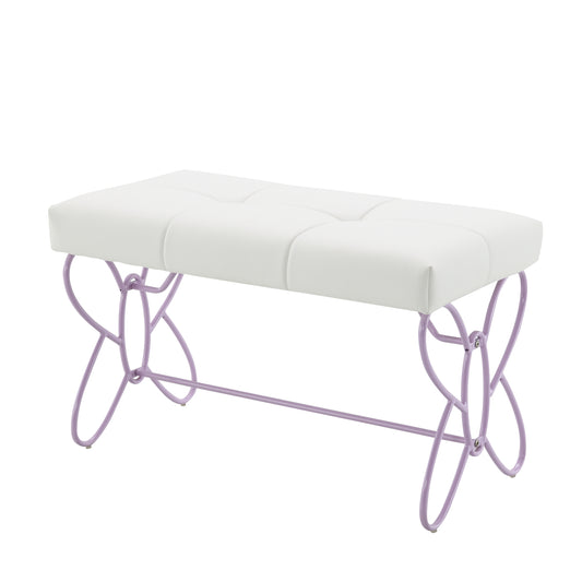 Priya II White & Light Synthetic Leather Purple Finish Bench