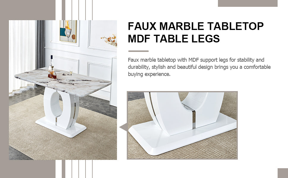 1st Choice Sleek White Marble-Effect Table