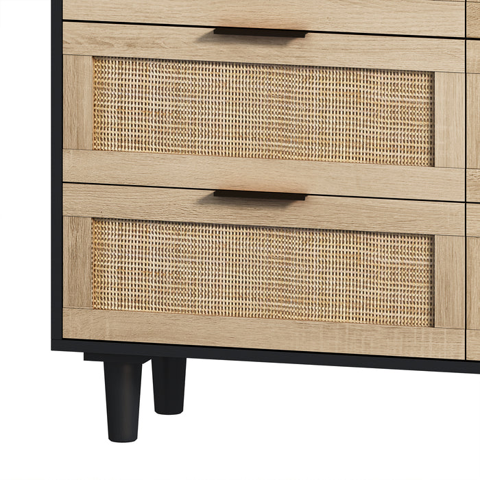 1st Choice Modern Living Room Rattan Storage Cabinet in Black