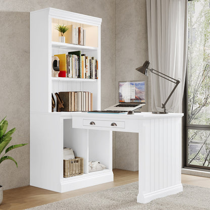 1st Choice Elegant 3-Piece Bookcase and Writing Desk Set in pristine white