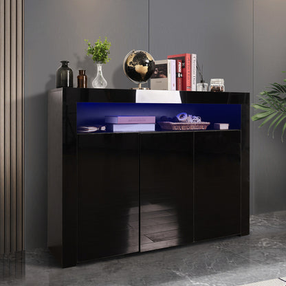 1st Choice Modern Sideboard Storage Cabinet Black High Gloss