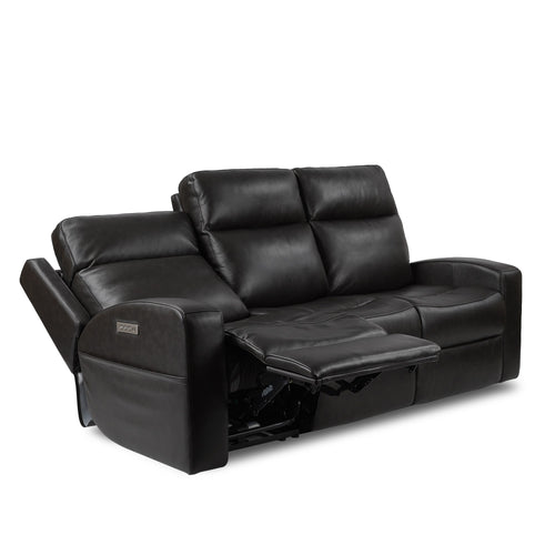 1st Choice Luxury Caleb Triple Power Sofa Top Grain Leather in Black
