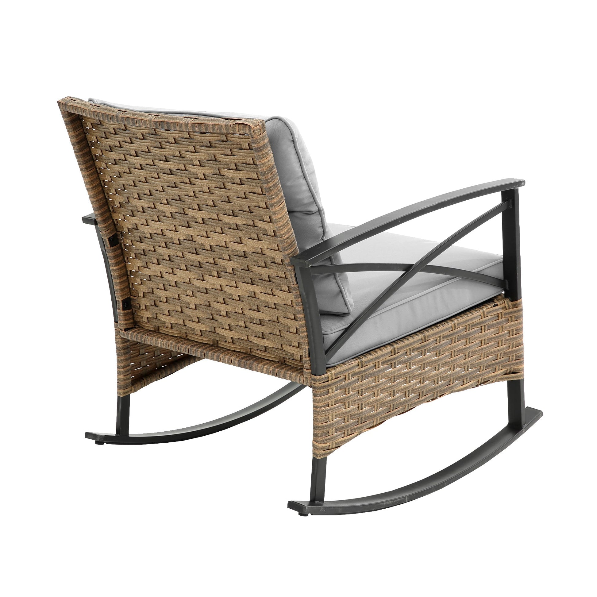 3pcs rocking rattan set wholesale leisure chair outdoor rattan rocking chair set grey - 1st Choice Furniture Direct