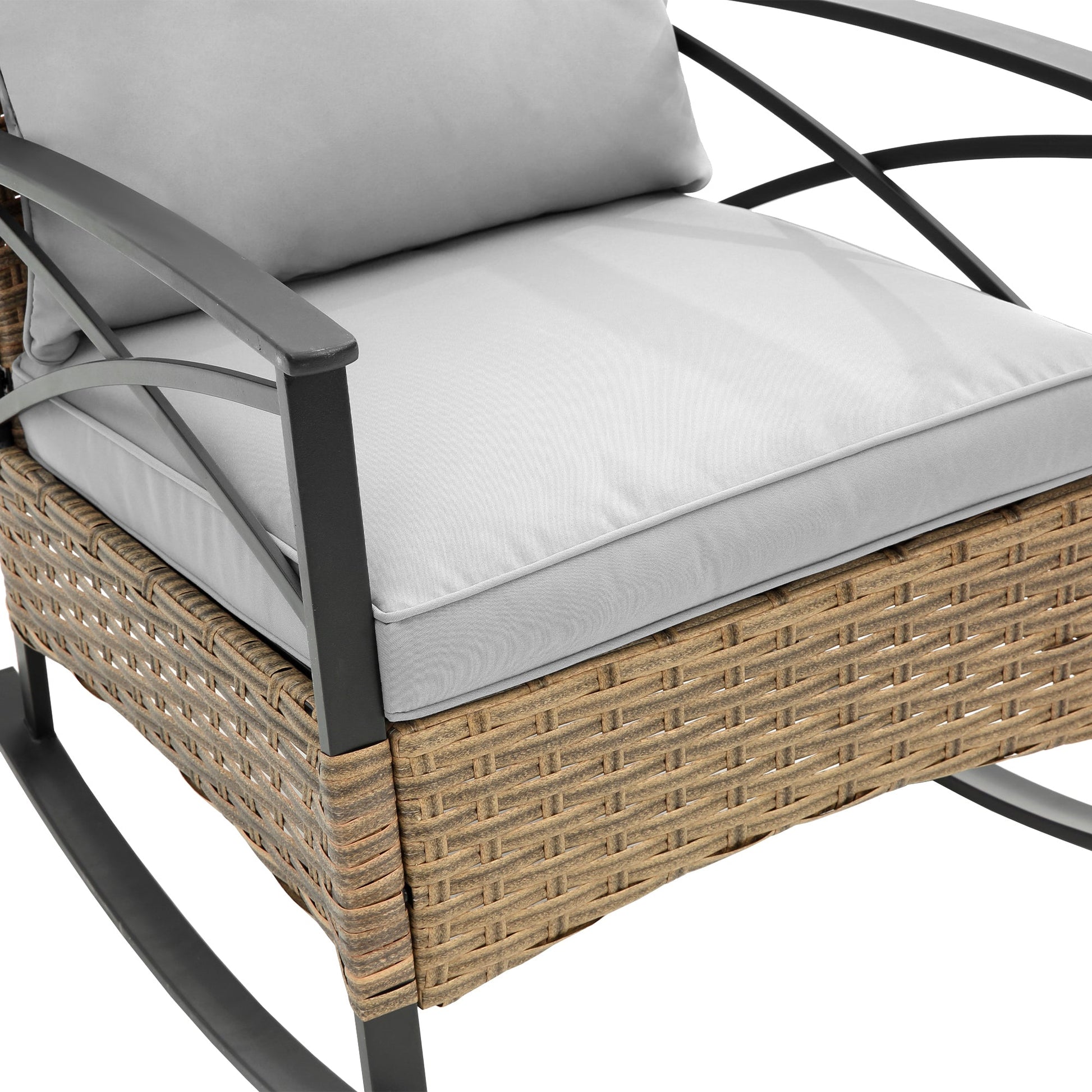 3pcs rocking rattan set wholesale leisure chair outdoor rattan rocking chair set grey - 1st Choice Furniture Direct