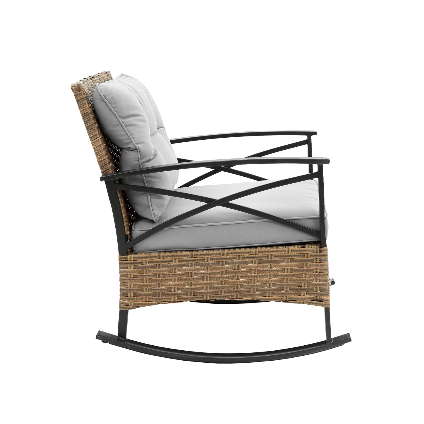 3pcs rocking rattan set wholesale leisure chair outdoor rattan rocking chair set grey - 1st Choice Furniture Direct