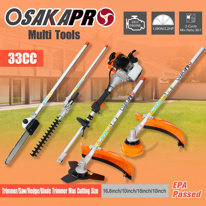 4 in 1 Multi - Functional Trimming Tool, 33CC 2 - Cycle Garden Tool System with Gas Pole Saw, Hedge Trimmer, Grass Trimmer, and Brush Cutter EPA Compliant - 1st Choice Furniture Direct